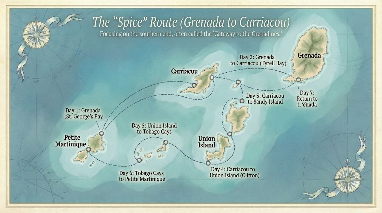 Windward Spice Itinerary Map