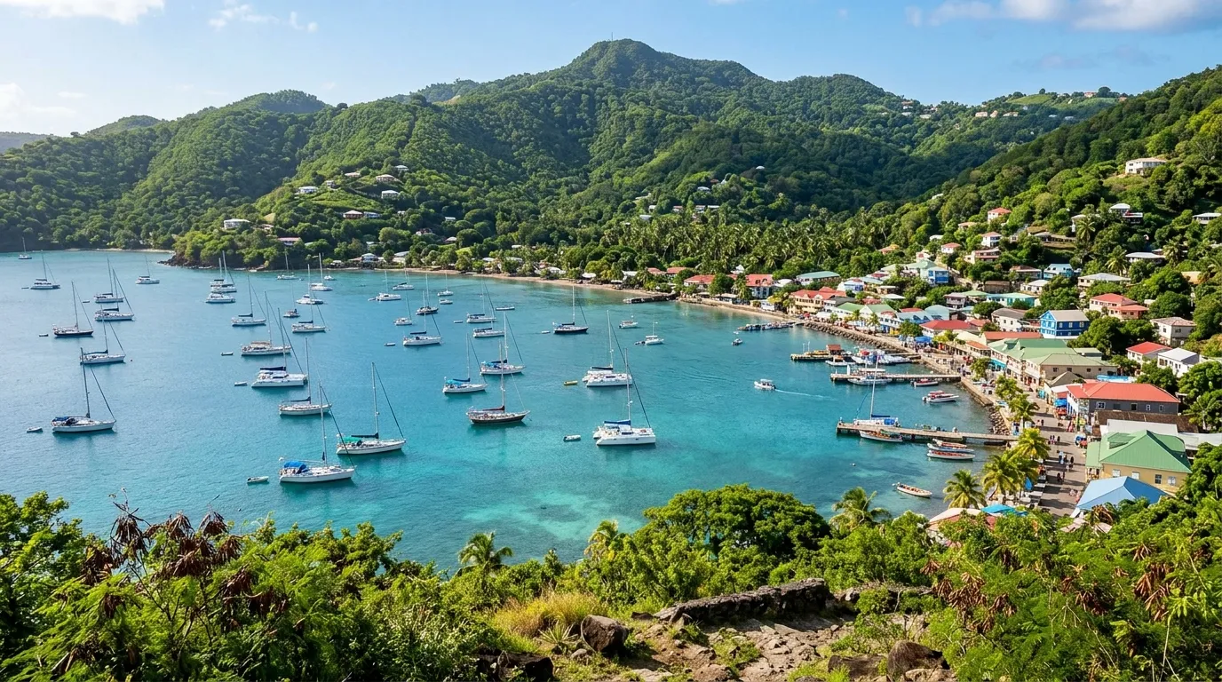 Sailboats in Admiralty Bay Bequia during a Grenadines yacht charter vacation