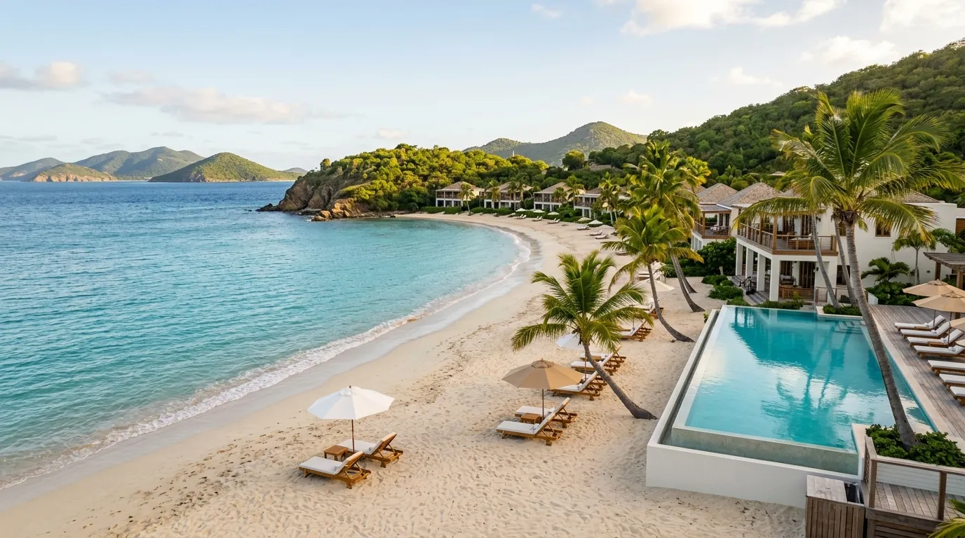 Peter Island Resort beachfront on Deadman's Bay in the British Virgin Islands after its 2024 reopening