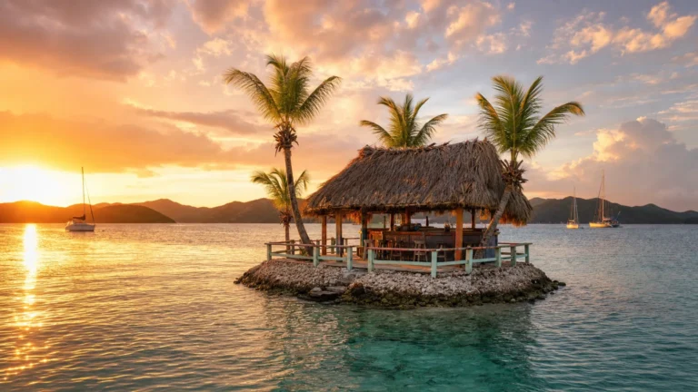 Happy Island Grenadines, the conch-shell bar on the reef in Clifton Harbour