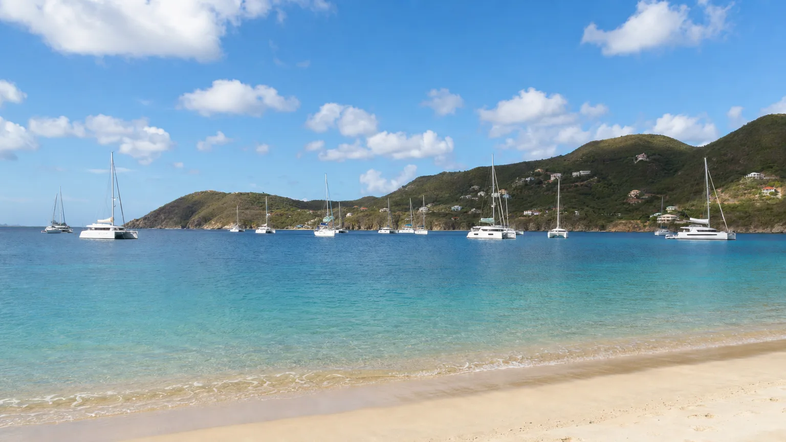 Yachts anchored in Admiralty Bay off Princess Margaret Beach, Bequia, in the Grenadines