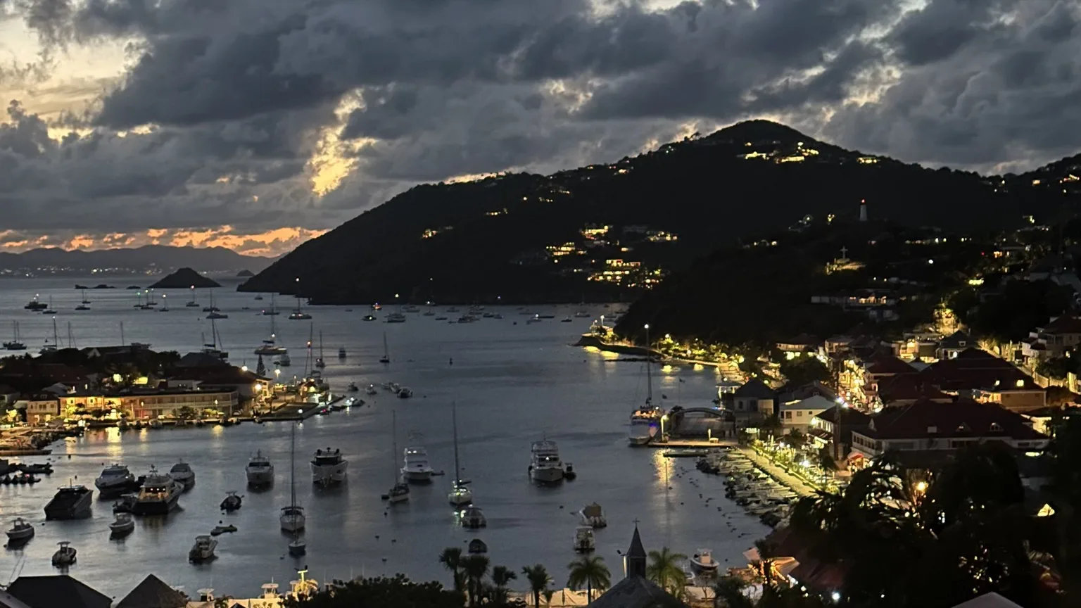 Gustavia harbour at dusk, a 10 to 15 minute drive from Cheval Blanc St-Barth on Flamands