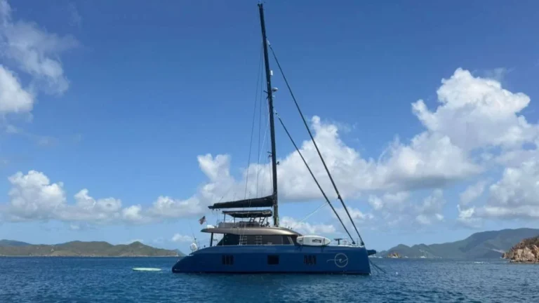 Sunreef 60 catamaran Encore at anchor, the crewed yacht charter in our cost comparison