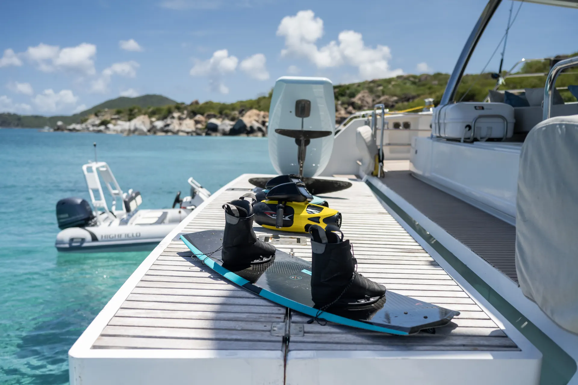 eFoil boards on the deck of S/V JEWEL