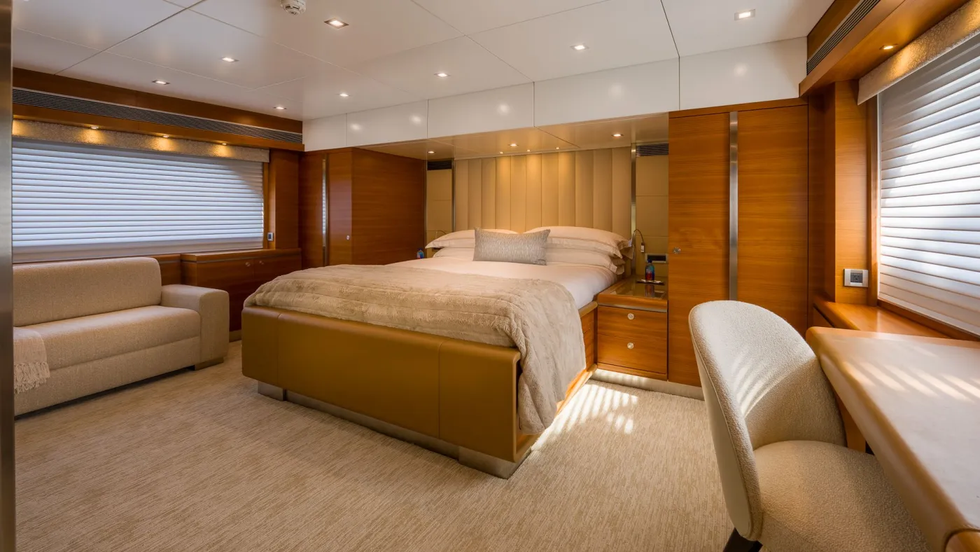<p>On Deck Master King Stateroom</p>