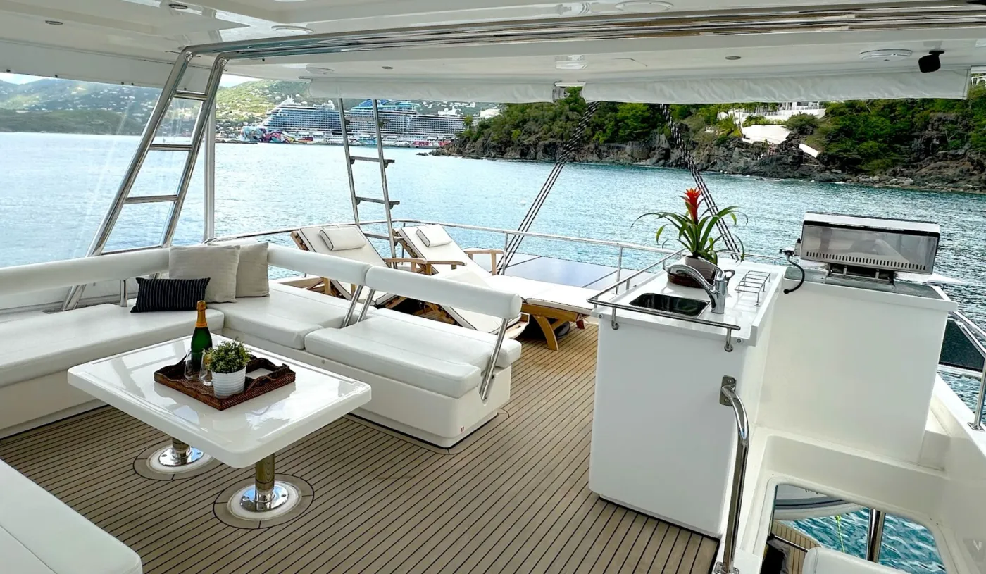 <p>The flybridge deck on Aquaris</p>