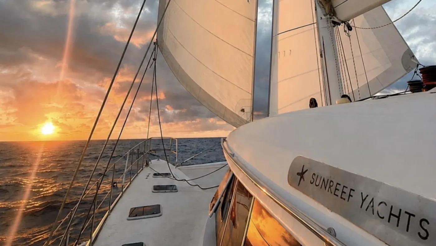 <p>Sunset off the bow</p>