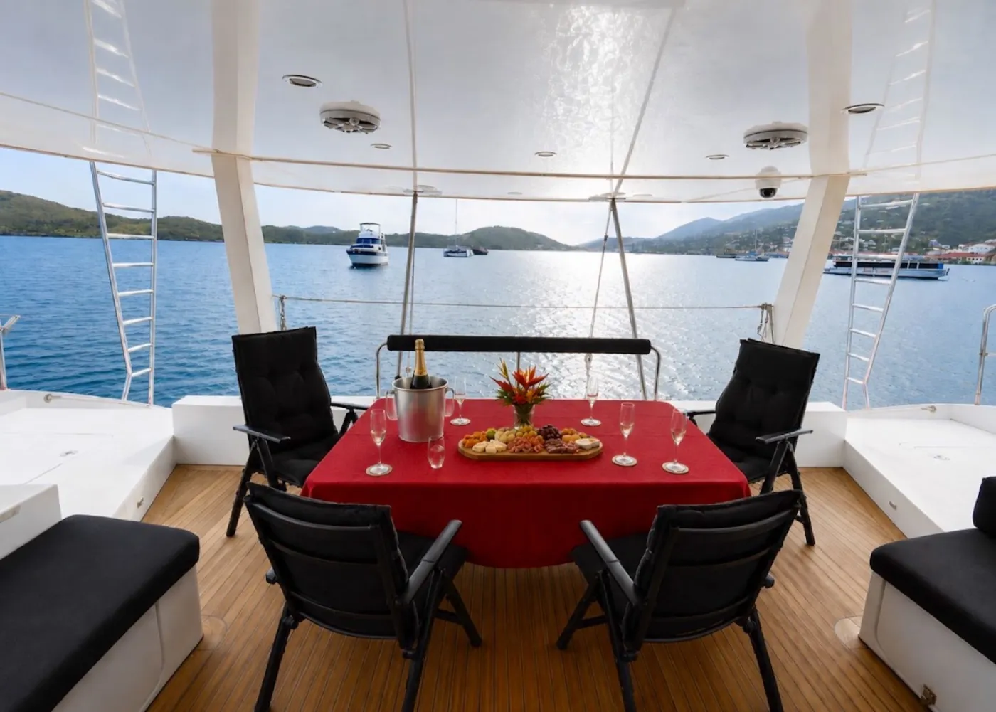 <p>The aft cockpit dining and seating area</p>