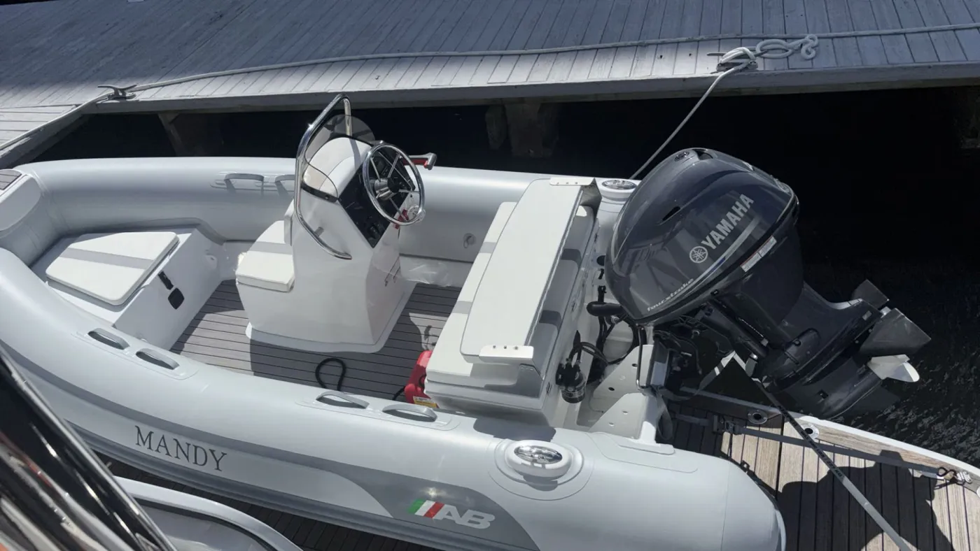 <p>Inflatable tender “Mandy” with 60 HP outboard</p>
