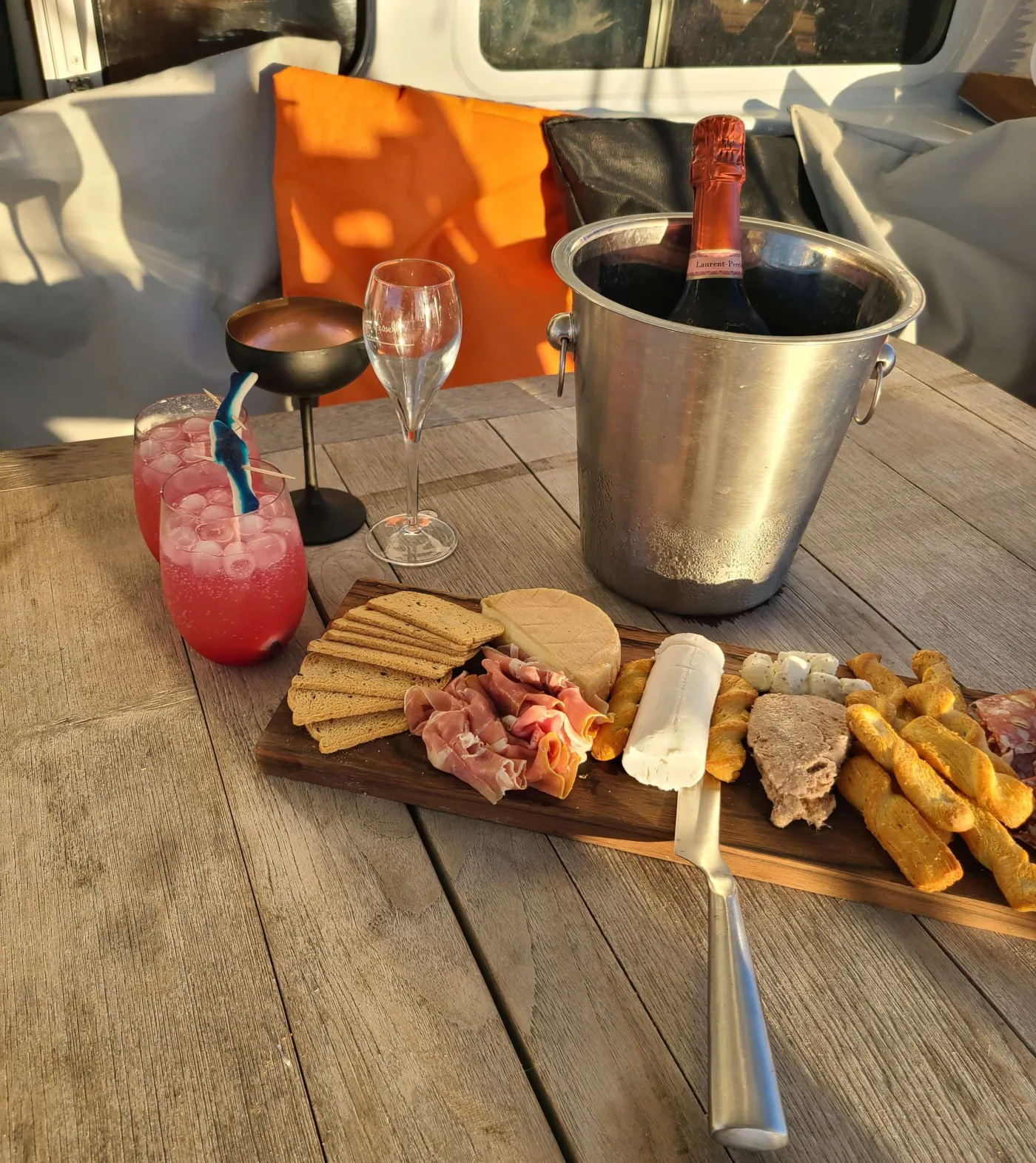 <p>Charcuterie on the aft deck</p>