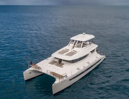 Luxurious and modern, OUT OF OFFICE was launched in December 2016.    She offers six equal guest cabins with king size berths, each with private ensuite head (electric head, shower and basin).  The guest cabins are bright and spacious and all have individually controlled air-conditioning units for guests comfort.  The top deck fly bridge offers a 360 degree view.  Her interior salon has lounge area, bar area and formal dining areas are bright, open with expansive views.   The salon opens onto the aft deck.  