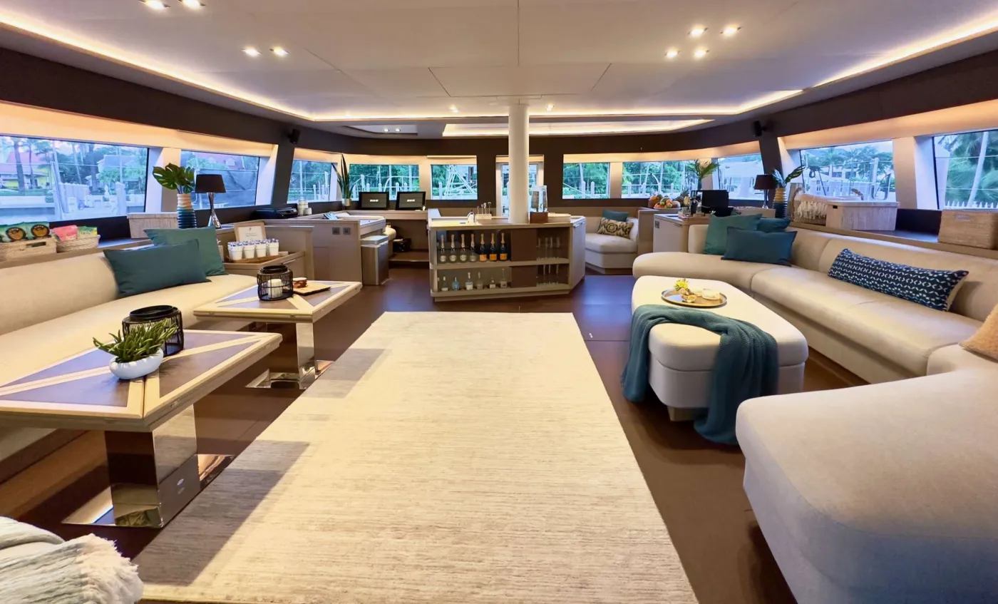 Twin Flame 77 is the latest Lagoon Seventy 7 offering the ultimate in luxury travel on the sea.

The interior has a layout optimized  for space and comfort.  The salon is bright, comfortable and roomy and opens not only to the aft cockpit but also directly to the forward cockpit for seamless movement around the yacht.  There is a massive flybridge affording an uncompromising 360* view. 

Twin Flame 77  has luxury accommodations for eight guests in a master stateroom with seating area.  There are 3 additional queen cabins that are elegantly appointed.  For additional flexibility, one cabin can be converted from a queen bed into 2 individual berths.  


2019 Award Winning Yacht & Crew: BVI Annual Charter Yacht Show - Best Yacht Overall
