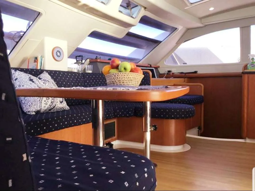 DESTINY III is a Leopard 46 luxury sailing catamaran designed for blue-water cruising. This performance cat will get you where you want to go in a hurry.  Built in South Africa by Robertson and Caine, she was designed by Gino Morelli and Pete Melvin to cruise in comfort.
 
The 25&rsquo; beam on DESTINY III creates voluminous interior space. In the main saloon, the large banquette table with U-shaped seating comfortably accommodates the entire charter party for snacks, meals and board games. Open the large sliding doors from the salon to the cockpit to create one vast, social space. 

A hardtop that extends out over the cockpit from the saloon offers protective, cooling shade. This is where guests enjoy dining al fresco at the large table with seating for eight, cool sea breezes and panoramic views. This is also a favorite spot for shade-lovers to relax with a beverage while underway. For sun worshippers, nothing beats riding up front on the huge trampoline.

DESTINY III accommodates six guests in three queen-berth cabins. Each cabin is en suite, with separate shower stall and electric toilet. Cabins are air conditioned and opening hatches and portholes provide good ventilation.

DESTINY III is an excellent option for couples, friends and families who want to experience the Bahamas. Go sailing, swimming snorkeling, diving  and exploring. Let the professional crew on DESTINY III share the best of the best of this island paradise. Launch a cruise to remember!
