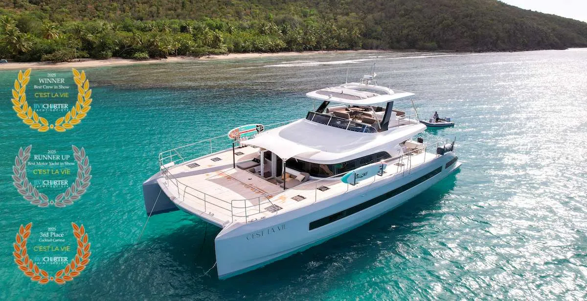 C&rsquo;est La Vie was designed to create unforgettable vacation experiences exploring a range of activity and relaxation, mixed with high end luxury and unrivaled adventure, all amidst a tropical backdrop. A well-appointed 2022 Lagoon Sixty7, C&rsquo;est La Vie offers bespoke luxury in 2 spacious Queen cabins and a massive master cabin, each with en-suite washrooms and plenty of living space. Topside you will find multiple sun beds, loungers and wet bars aplenty. 

Her crew of 3 leaves no need unmet; offering decades of combined professional experience to create a seamless, customized and highly interactive encounter. No finer culinary experience can be found ashore or afloat, as chef Amy provides a rich understanding of all things epicurean while undertaking the constant search for the finest and freshest ingredients. Captain Hylton will keep you feeling at ease, with his unassuming, patient approach and his dry wit. He is an avid waterman, excelling in scuba, fishing and engaging in a keen interest for Nautical lore. First mate Candace knows all of the best snorkels and hikes, and at the end of a long day (or morning hike) will shake up a cocktail that would make Hemingway swoon. 

C&rsquo;est La Vie&rsquo;s offerings are second to none, including electric foiling surfboards, sea bobs, scuba compressor and gear, floating docks and a massive tender to get you to the finest beaches. Interested in becoming dive certified? Captain Hylton is a PADI dive Master and can indulge guests of all abilities in exploring the underwater world. Sit in the lap of luxury via a professionally designed and decorated interior. In addition to outdoor activities, the yacht boasts a powerful hi-fi system, lots of games and movies. 
