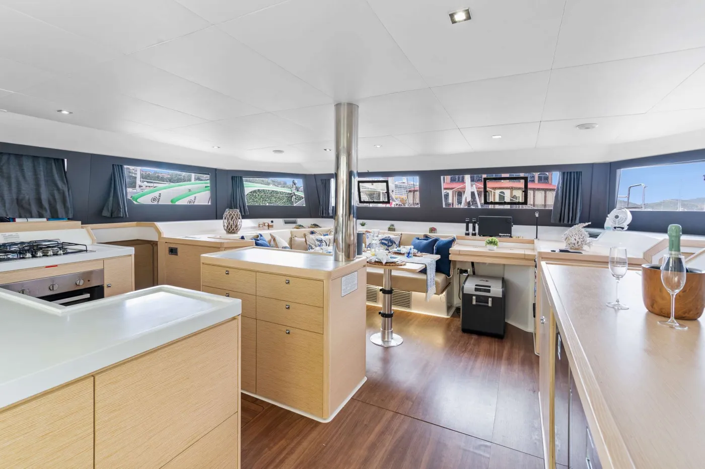 Morning Star - your perfect charter option boasting a new, clean cut model and stylish interior and exterior design. Morning Star is equipped with three queen sized cabins, and one twin cabin for guests to use - all with en-suite facilities and AC.

This new model of Catamaran has an abundance of interior and exterior space with multiple sunbathing decks and an open plan layout. Serenity is ideal for relaxing with privacy and socialising on board.