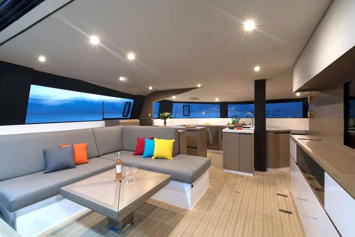 A loft under a sail !
The NEEL 51 combines the benefits of performance and comfort living. It&rsquo;s a blue water yacht for family, manoeuvrable by minimal crew. The 51&rsquo;s sleek lines and reversed bows give it a modern design and sporting looking.
Fantastic perfomances under sail !