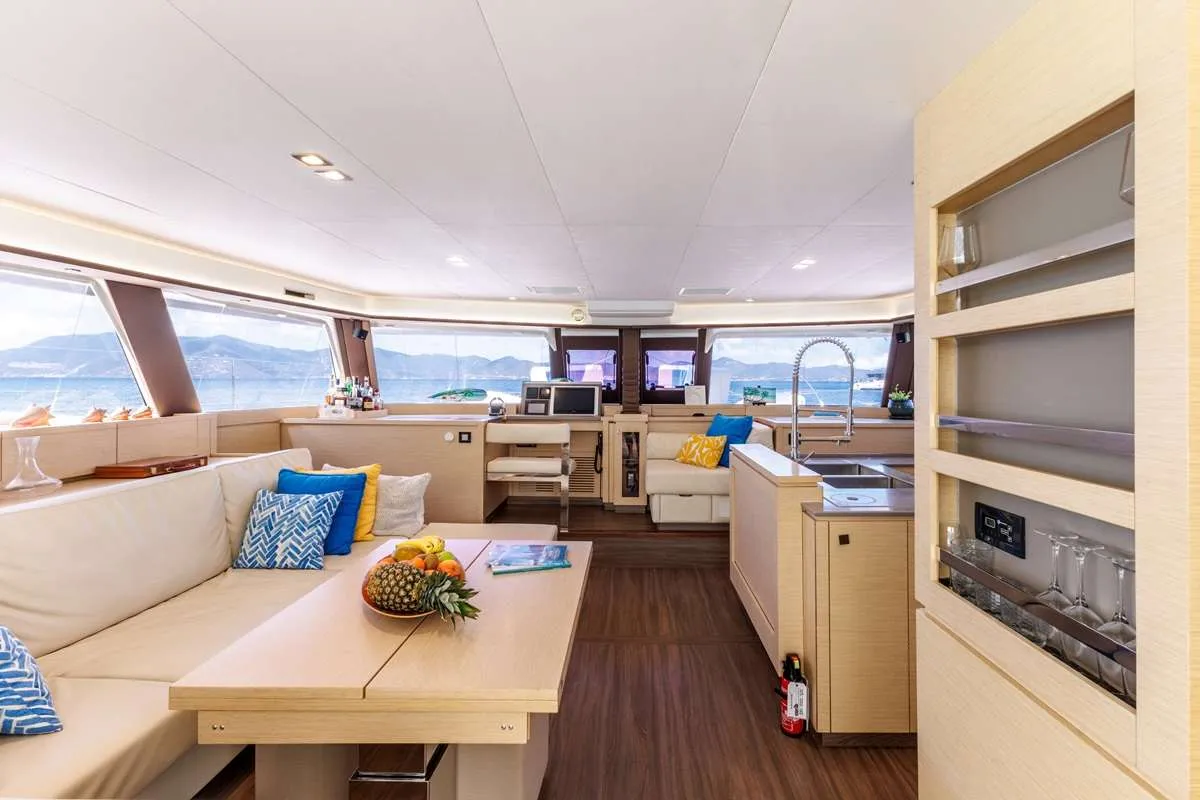 Sandy Cinco, a beautiful Ipanema 58 by Fountaine Pajot, is brand-new to chartering in the BVI after re-fitting from private ownership in 2023.
With her spacious cockpit, 360° view, flybridge, elegant, saloon, comfy fore deck, luxurious cabins and luxury finishing touches, Sandy Cinco provides plenty of opportunities to be together as a group or find a private space to truly unwind and Mike and Lizzy are delighted to have the opportunity to welcome guests aboard to experience luxury living and spectacular sailing in the BVI.