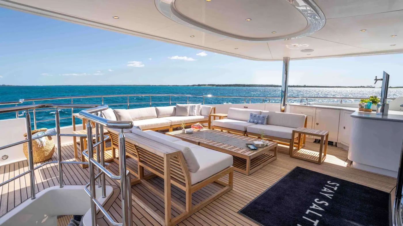 <p>Bridge Deck Aft Seating Area-Beer/wine Tap</p>