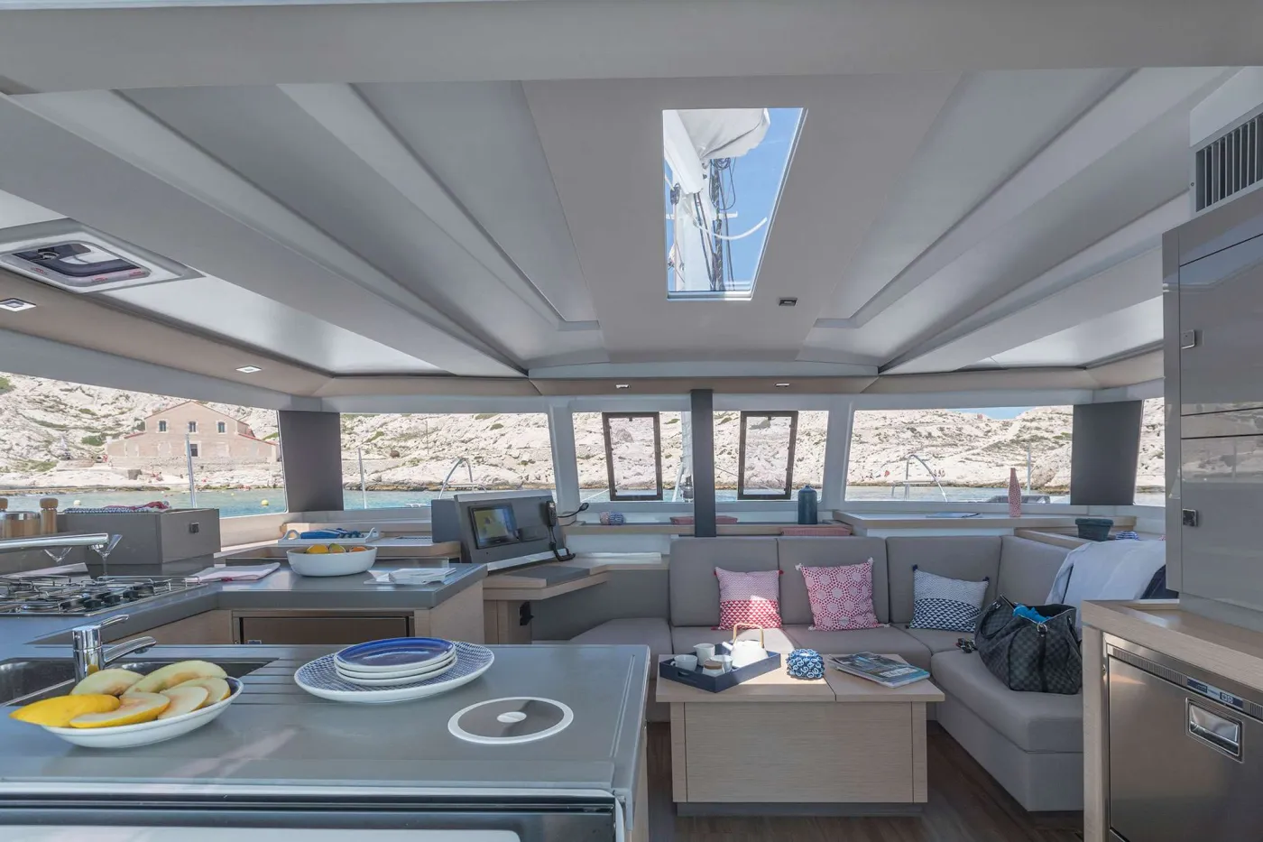 Welcome to "RISE" this superb catamaran from the Fountaine Pajot 42' Astrea range proving to be one of the most popular catamarans in this range with a great combination of comfort, aeshetics and seaworthiness.  The free flowing spaces, from the U shaped galley to the spacious salon area for relaxing, onto the aft deck where guests can enjoy dining in comfort.

The huge owner's suite on the starboard side also has the benefit of an ensuite shower and walk in shower.
The aft double cabin on the port side also has ensuite bathroom facilities.

RISE is based in Grenada the perfect location to explore the Grenadines.

A few of the photos featured in this brochure are subject to copyright of Fountaine Pajot - Gilles Martin-Raget