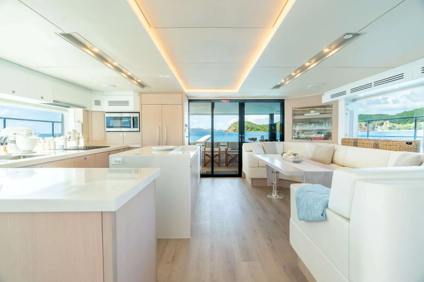 'Forever Young' is a brand new 2024 Two Oceans 555 luxury power catamaran. 'Forever Young' is the first Two Oceans 555 available for charter in the BVI!

Two Oceans is focused on manufacturing the highest-quality, luxury power catamaran on the market, and the owner of 'Forever Young' has spared no expense when it comes to options and outfitting 'Forever Young' to the highest possible standard. Guests aboard 'Forever Young' will enjoy a comfortable, stable and contemporary power catamaran coupled with the highest level of fit and finish.

For the discerning adventurer &ndash; couples, families, or a trio of friends &ndash; 'Forever Young' is the ultimate BVI escape. Loaded with water toys to unleash your inner child, this yacht promises an unforgettable voyage of comfort and style.

A favorite feature of 'Forever Young's' layout, is the on-deck primary cabin with a walk-around King-sized bed. The master has 180-degree visibility out of 27&rdquo; high windows, for a panoramic view of the BVI! The ensuite head is in the port hull, and has twin sinks and a large 3&rsquo; x 4&rsquo; separate shower. There is a generous VIP cabin with Queen sized bed starboard and on the port side is a guest cabin that can be configured with two Twin beds or one Queen, based on guests' preferences.

There are multiple outdoor seating areas for guests to enjoy; a large aft dining table - perfect for al fresco dinners, a huge covered flybridge with dining and relaxation areas as well as built-in sun loungers.

'Forever Young' looks forward to welcome guests aboard this stunning powercat for an unparalleled charter experience, blending luxury with adventure in the BVI!


