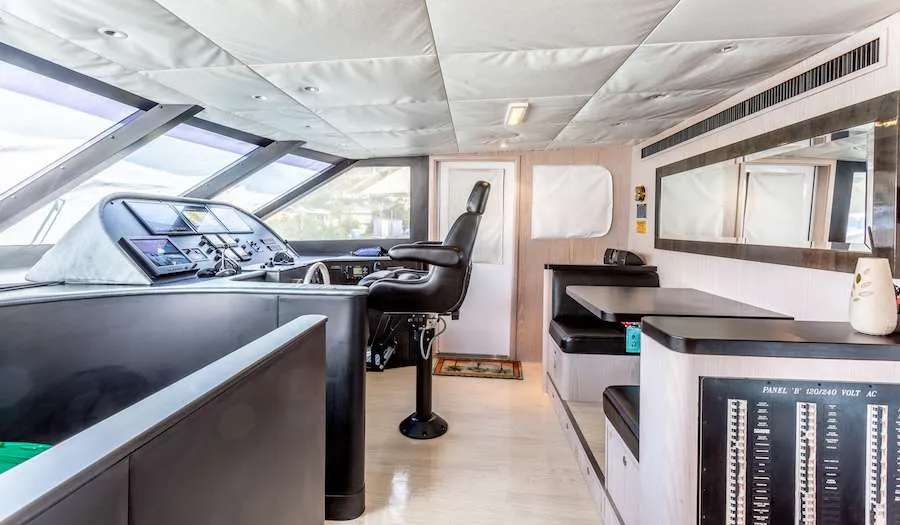 <p>The main deck helm station</p>