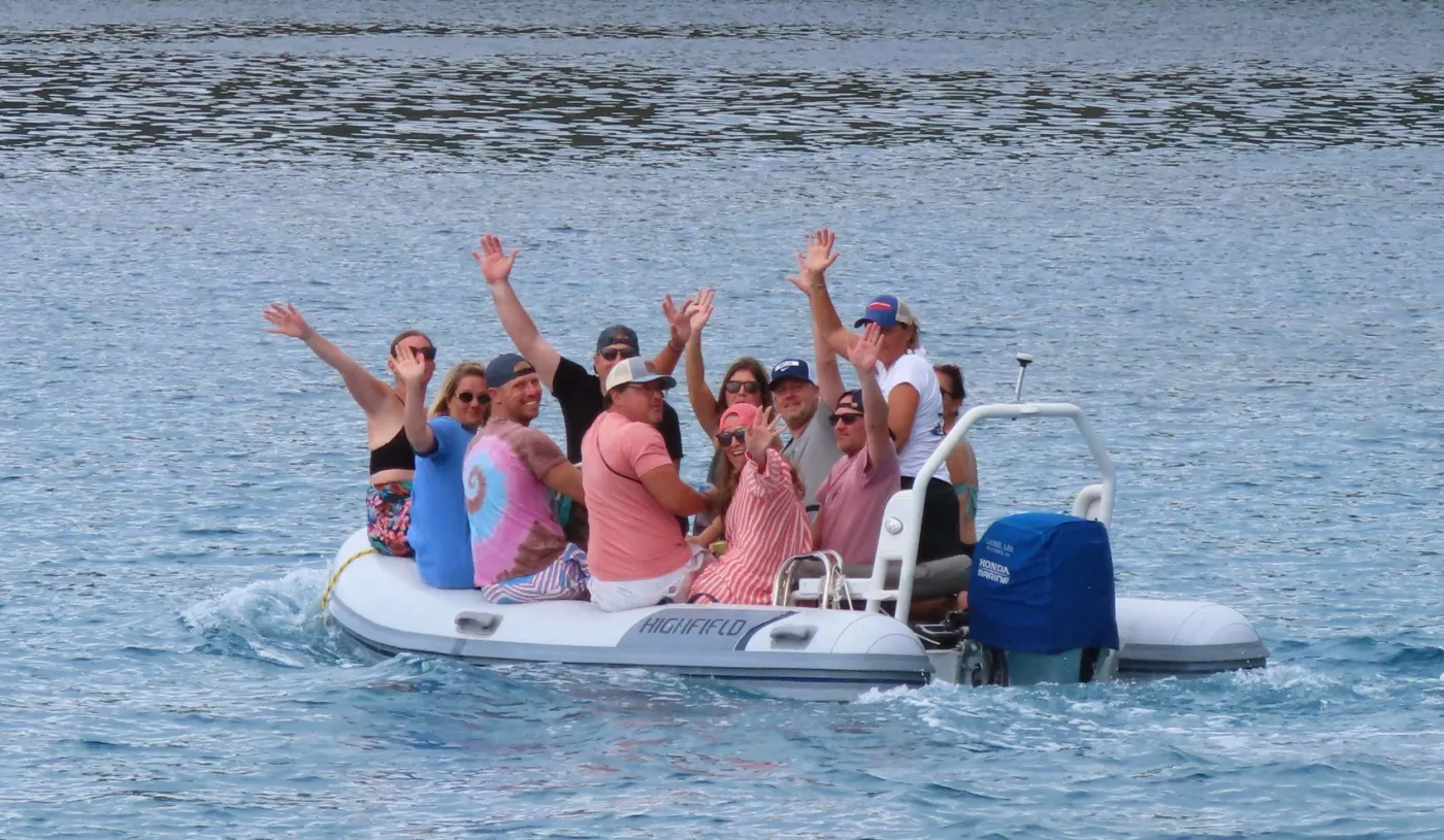 <p>Laurel Lee dinghy with guests</p>