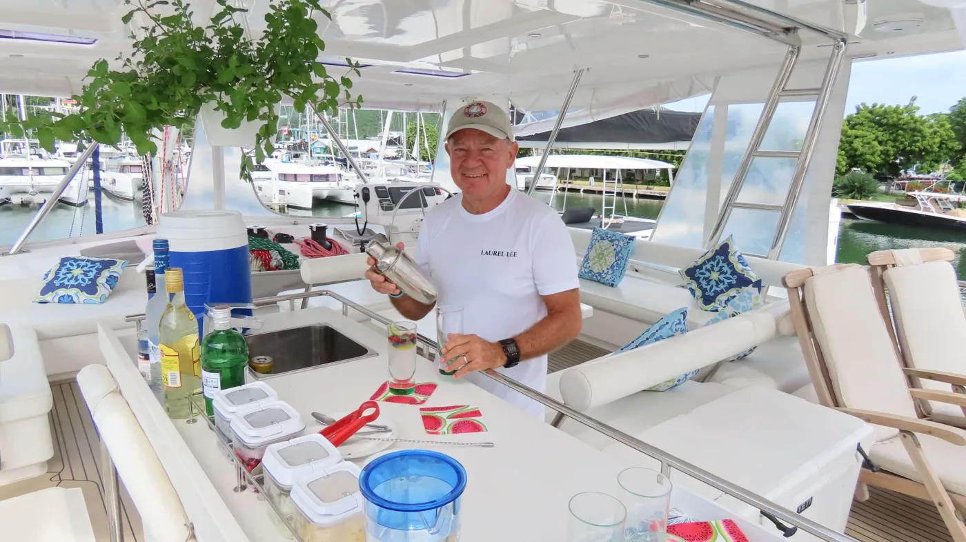 <p>Refreshments on the Flybridge</p>