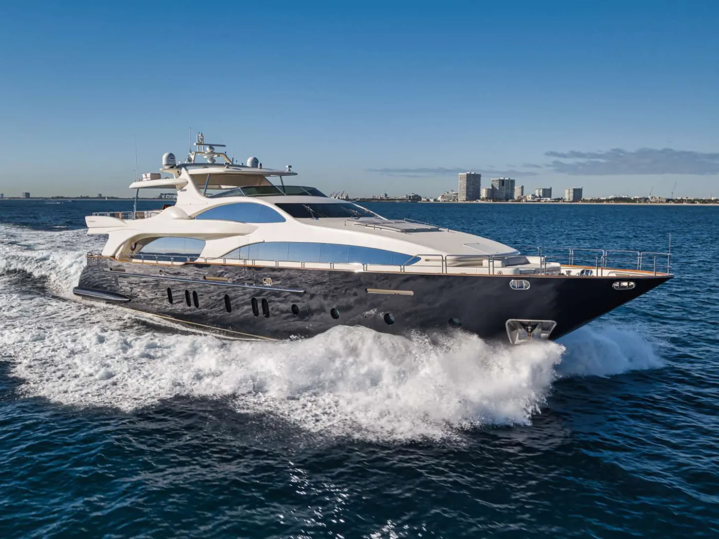 <p>Welcome aboard VIVERE, the epitome of Italian design and luxury! This stunning 116’ Azimut yacht is the perfect vessel for those seeking a stylish and comfortable vacation on the water. VIVERE recently received new engines, salon furniture, soft goods, and artwork in 2022, as well as a fresh hull repaint in 2023. With accommodation for up to 10 guests sleeping and 12 guests cruising, you can bring along your closest friends and family to join in on the adventure.<br />
Experience the breathtaking views of Florida, the Bahamas, and New England from the numerous outdoor living spaces onboard. Take a stroll on the full walk-around deck with its high bow and relax on the upper and lower sun pads. The aft deck is perfect for entertaining, featuring a wet bar and casual dining area that can seat up to 12 guests. </p>
<p>Up on the flybridge, you will find an expansive area perfect for gathering with friends and family. Enjoy an al fresco dining experience for up to 12 guests with retractable sunroofs, a custom jacuzzi spa that can convert into a chaise lounge, large sun pads, and aft loungers.</p>
<p>The main salon boasts large windows, light carpets, neutral furnishings, and cherry wood creating a luxurious and classic atmosphere. Relax in the full bar area, sofa, armchairs, ottomans, and entertainment center. The formal dining area is situated just forward with seating for up to 12 guests.</p>
<p>Retreat to the full beam master stateroom located forward on the main deck, featuring large windows, an ensuite with beautiful marble, large Jacuzzi tub, and jet shower. Below deck, you will find two cabins with a queen bed in each and a desk, and two cabins fitted with 2 twin beds in each. Each cabin has its own ensuite, TV, and plenty of closet space.</p>
<p>VIVERE has everything you need for an unforgettable luxury yacht charter experience.</p>