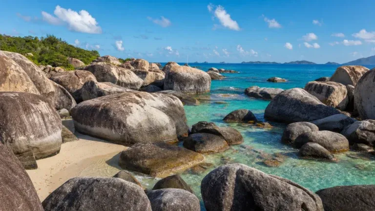 Giant granite boulders and turquoise sea pools at The Baths on Virgin Gorda BVI